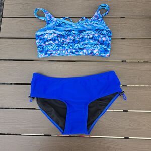 TYR Womens Durafast Sundrata Brooke Jojo Top & Royal Bottom Sz S NEW Sample